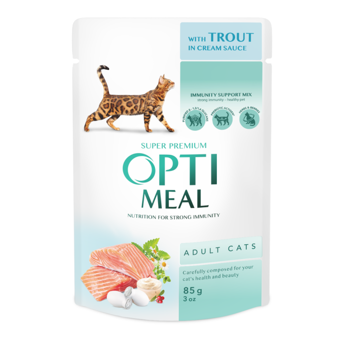 Optimeal Adult Cats Trout in Cream sause Влажный корм для взрослых кошек с форелью в кремовом соусе
