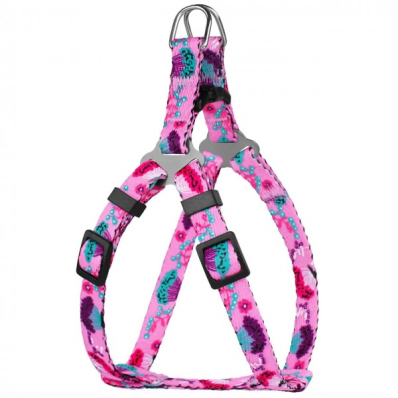 Bronzedog Urban Шлея для собак дрібних порід та котів "Квіти", рожева