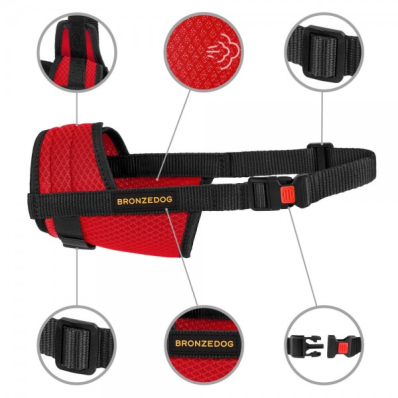 Bronzedog Регулюючий намордник для собак, червоний