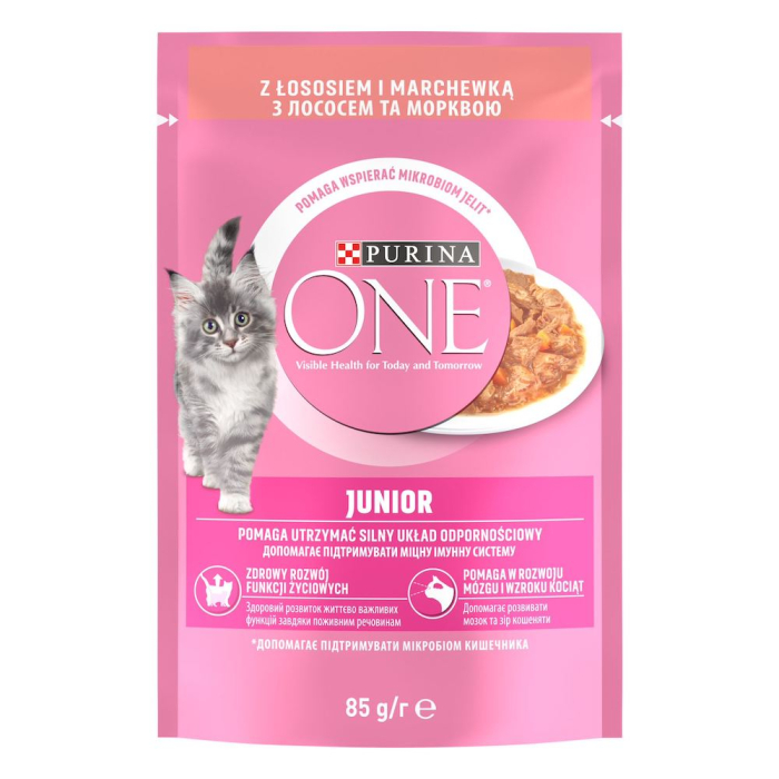Purina ONE Junior - вологий корм для кошенят з лососем та морквою (шматочки у соусі)