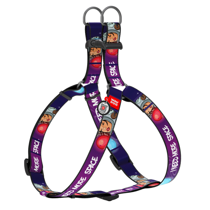 Collar WAUDOG Nylon "Більше космосу" Шлея для собак нейлонова c QR-паспортом, пластиковий фастекс