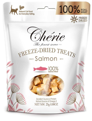 Cherie Freeze-Dried Treats Salmon Беззернові ласощі у вигляді апетитних кубиків з лосося для котів