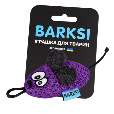 Barksi Іграшка для котів, фіолетова мишка з дзвіночком