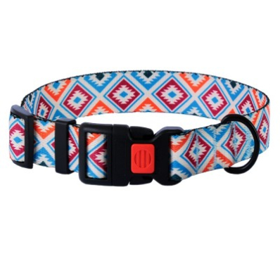 Bronzedog Нашийник з пластиковою пряжкою для собак "Гуцульський", синій