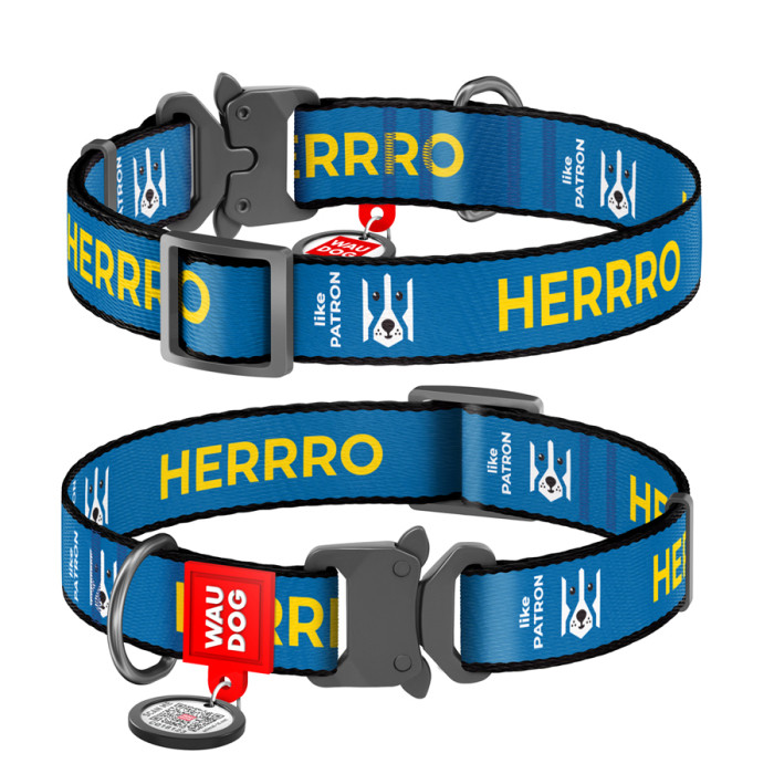 Collar WAUDOG Nylon Нашийник "Патрон" для собак, металевий фастекс