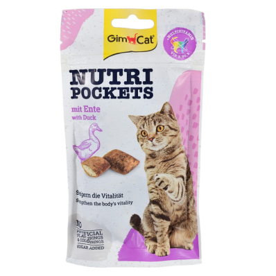 GimCat Nutri Pockets - вітамінні ласощі для котів (качка + мультивітамін)