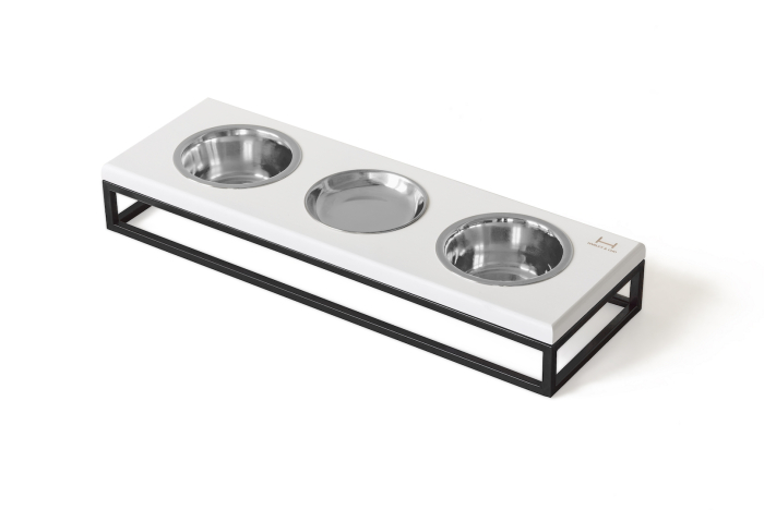 Harley and Cho Lunch Bar White Wood + Black Три миски на підставці