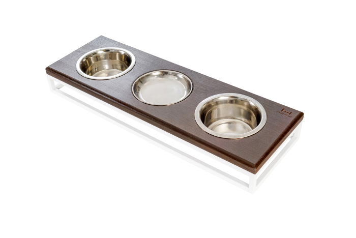 Harley and Cho Lunch Bar Brown Wood + White Три миски на підставці