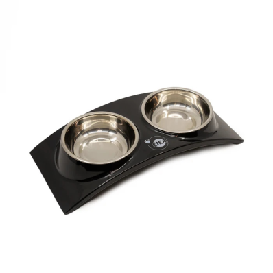 KIKA RAINBOW Миска для тварин подвійна, чорна