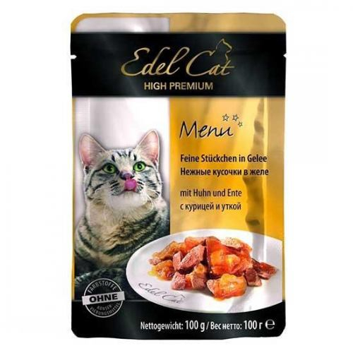 Edel Cat Кусочки с курицей и уткой в ​​желе для кошек