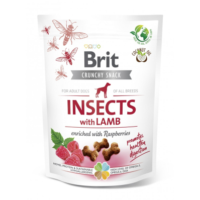 Brit Care Dog Crunchy Cracker Insects with Lamb Ласощі для собак з комахами, ягням та малиною
