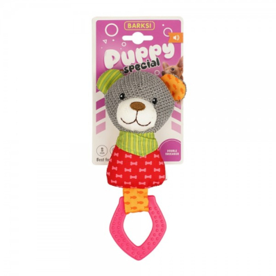 Barksi Bear Puppy Special Іграшка для цуценят та собак дрібних порід Ведмежатко з гризунцем і пискавкою