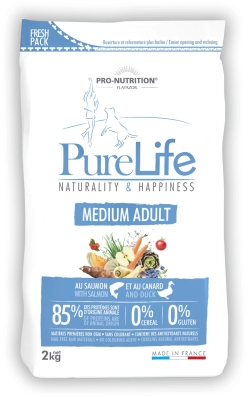 Pro-Nutrition РURE LIFE MEDIUM ADULT Сухий беззерновий корм лососем та качкою для дорослих собак, також підходить для вибагливих собак