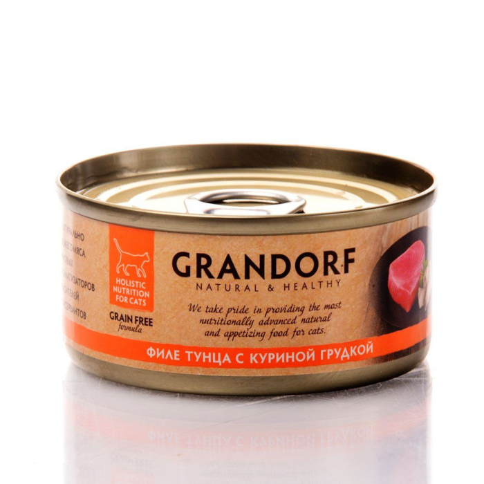 Grandorf Tuna Fillet & Chiken Breast - консерва філе тунця з курячою грудкою для кішок