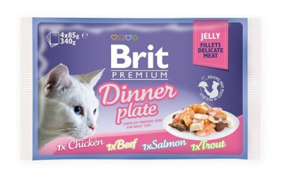 Brit Premium Cat Pouch Dinner Plate Jelly Вологий корм асорті в желе для котів (від 12 місяців)