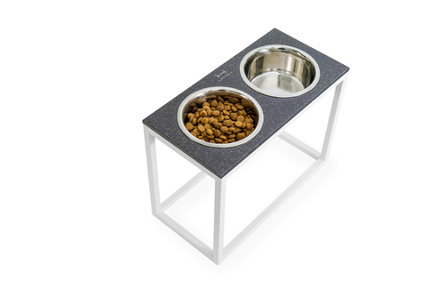 Harley and Cho Dinner Gray Stone + White Миски на підставці