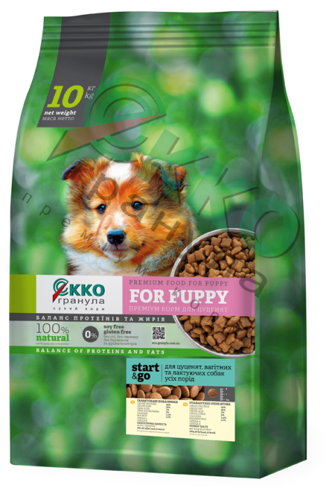 Екко гранула For Puppies Start & Go - Сухий корм з куркою та індичкою для цуценят, вагітних та лактуючих собак усіх порід "чотирилисник"