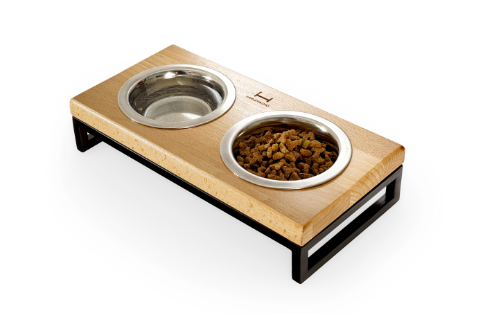 Harley and Cho Lunch Bar Natural Wood + Black Миски на підставці