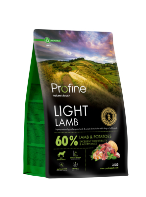 Profine Dog Light Lamb & Potatoes - сухий корм для дорослих собак порід всіх розмірів, схильних до набору зайвої ваги