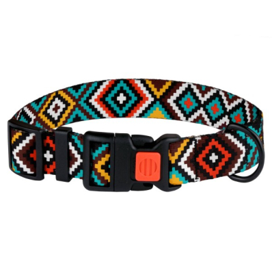 Bronzedog Urban Нейлоновий нашийник з пластиковою пряжкою для собак "Гуцульський", ментоловий