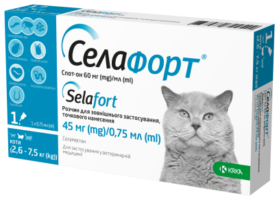 KRKA Selafort spot-on for cats - Препарат для кошек, 1 пипетка