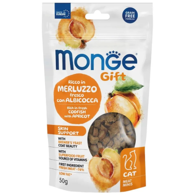 Monge Gift Cat Skin support - ласощі для котів, тріска з абрикосами