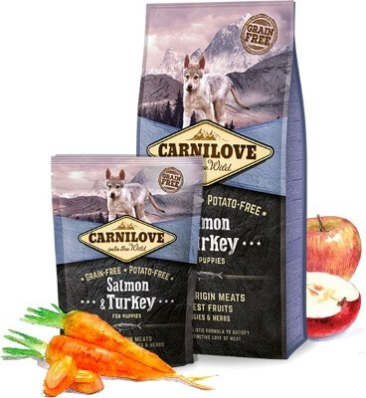 Carnilove Dog Salmon & Turkey For Puppies - беззерновий сухий корм для цуценят всіх порід (від 1 до 12 місяців)