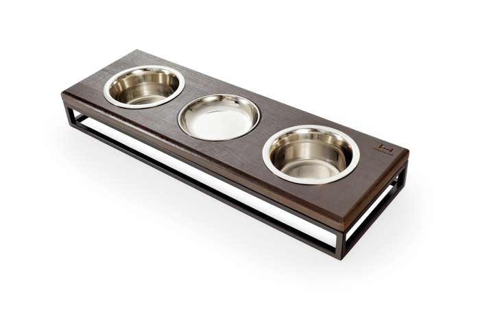 Harley and Cho Lunch Bar Brown Wood + Black Три миски на підставці