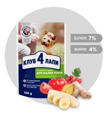 Club 4 Paws Adult Dog Small Breeds with Chicken in jelly - вологий корм для дорослих собак малих порід з куркою в желе