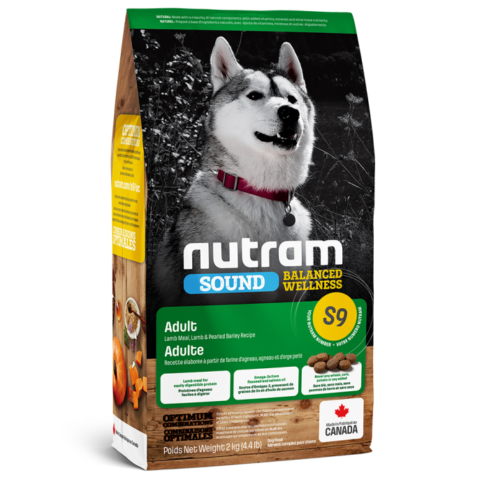 Nutram S9 Sound Balanced Wellness Lamb Adult Dog - сухий корм з ягням і шліфованим ячменем для дорослих собак