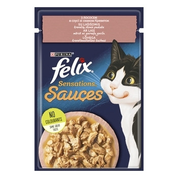Felix Sensations Sauces Вологий корм для котів з лососем і креветками в соусі