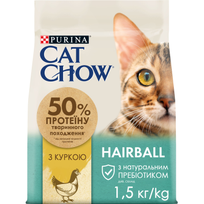 Cat Chow Hairball Control Chicken Сухий корм з куркою для виведення ковтунів шерсті зі шлунка