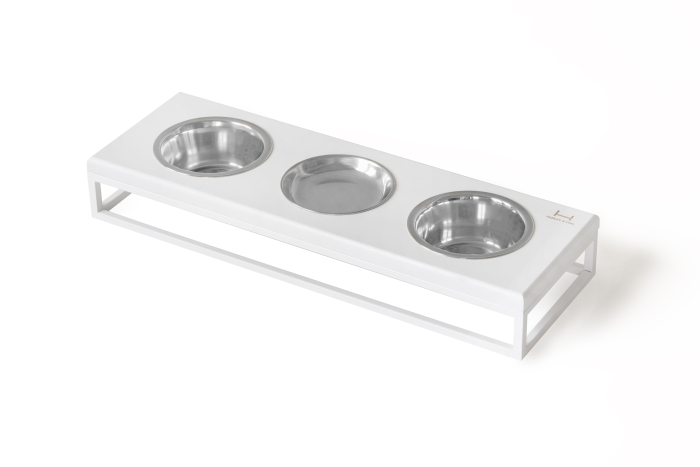 Harley and Cho Lunch Bar White Wood + White Три миски на підставці