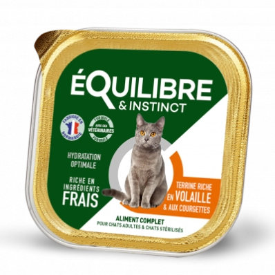 Equilibre & Instinct Паштет для дорослих і стерилізованих котів із м'ясом птиці та кабачком