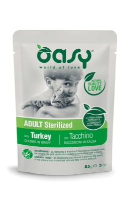OASY CAT Adult Sterilized М'які шматочки з індички в соусі для кастрованих котів або стерилізованих дорослих кішок