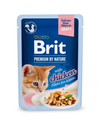 Brit Premium Cat Pouch in Gravy Вологий корм з куркою в соусі для кошенят (до 12 місяцiв)