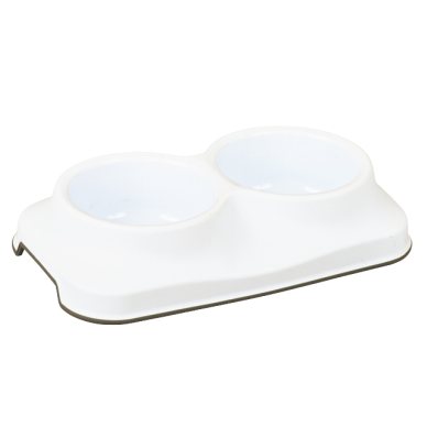 Irak Plastik Миска для собак і котів подвійна, пластикова, біла