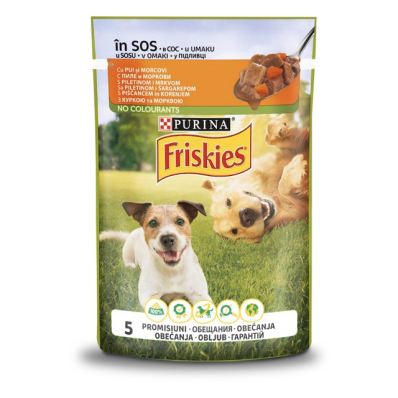 Friskies Adult Вологий корм "Шматочки у підливці з куркою та морквою" для собак