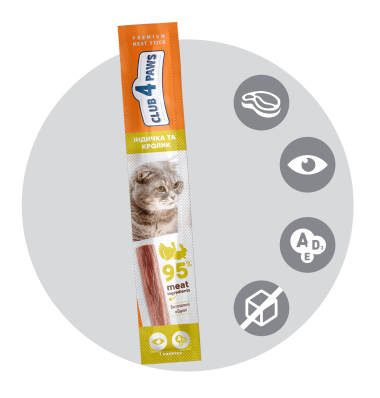 Club 4 Paws Premium Meat Stick Turkey and Rabbit - м'ясна паличка з індичкою та кроликом