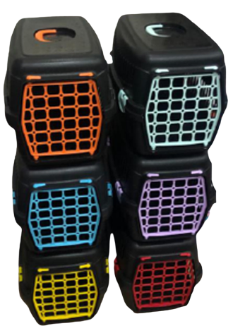 AnimAll Переноска для котів та собак, чорна з різнокольоровими дверцятами, фото 2