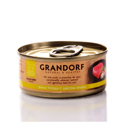 Grandorf Tuna Fillet & Crab - консерва філе тунця з крабом для котів