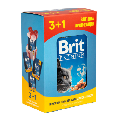 Brit Premium Cat Pouches Вологий корм з лососем і фореллю для котів (від 12 місяців)